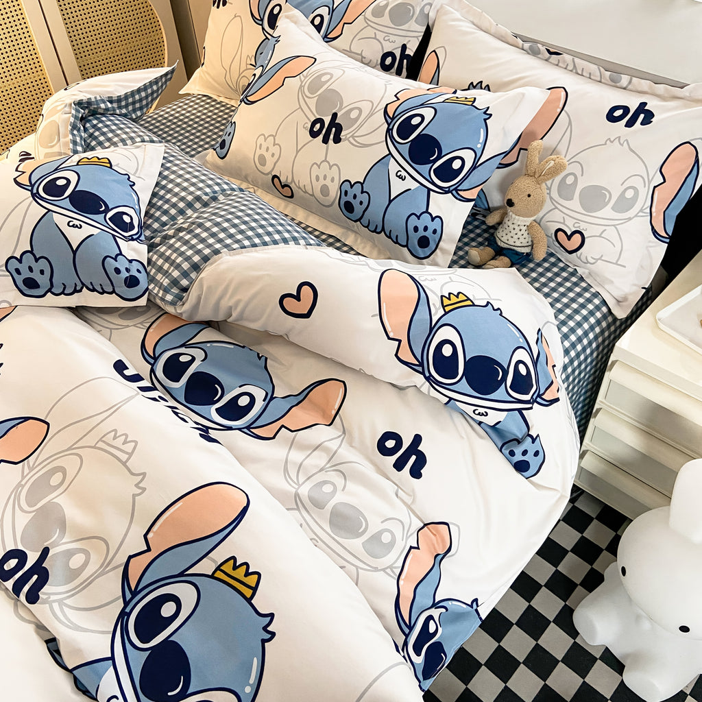 Disney Authorized Stitch Sheet Set 4pcs, Adult Bedding, Home Decoration Contains A Quilt Cover, A Flat Sheet And Two Pillowcases