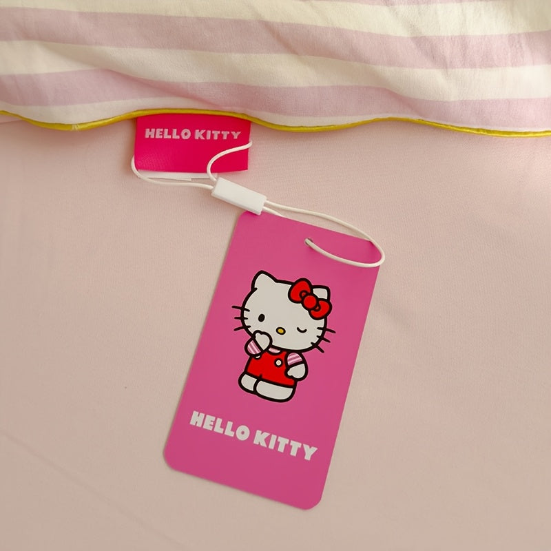 Light Beige Sanrio Summer Hello Kitty Quilt, Soft Microfiber Filling, Hello Kitty Theme, Machine Washable All-Season Lightweight Summer Quilt (Single Piece1, Excluding Pillowcase and Sheet)