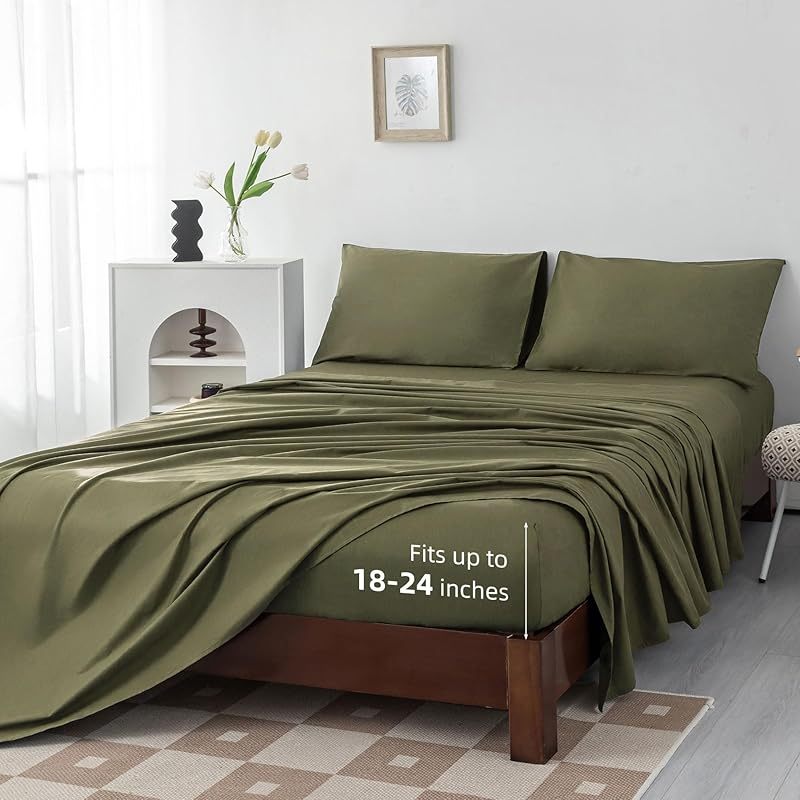 100% Egyptian Cotton Sheets Full\u002FQueen\u002FKing\u002FCal King Size Set; Extra Deep Pocket Full Sheets Set Soft Breathable Cooling 4pcs Bed Sheets with 1 Flat Sheet, 1 Fitted Sheet, 2 Pillowcases (Full, White)