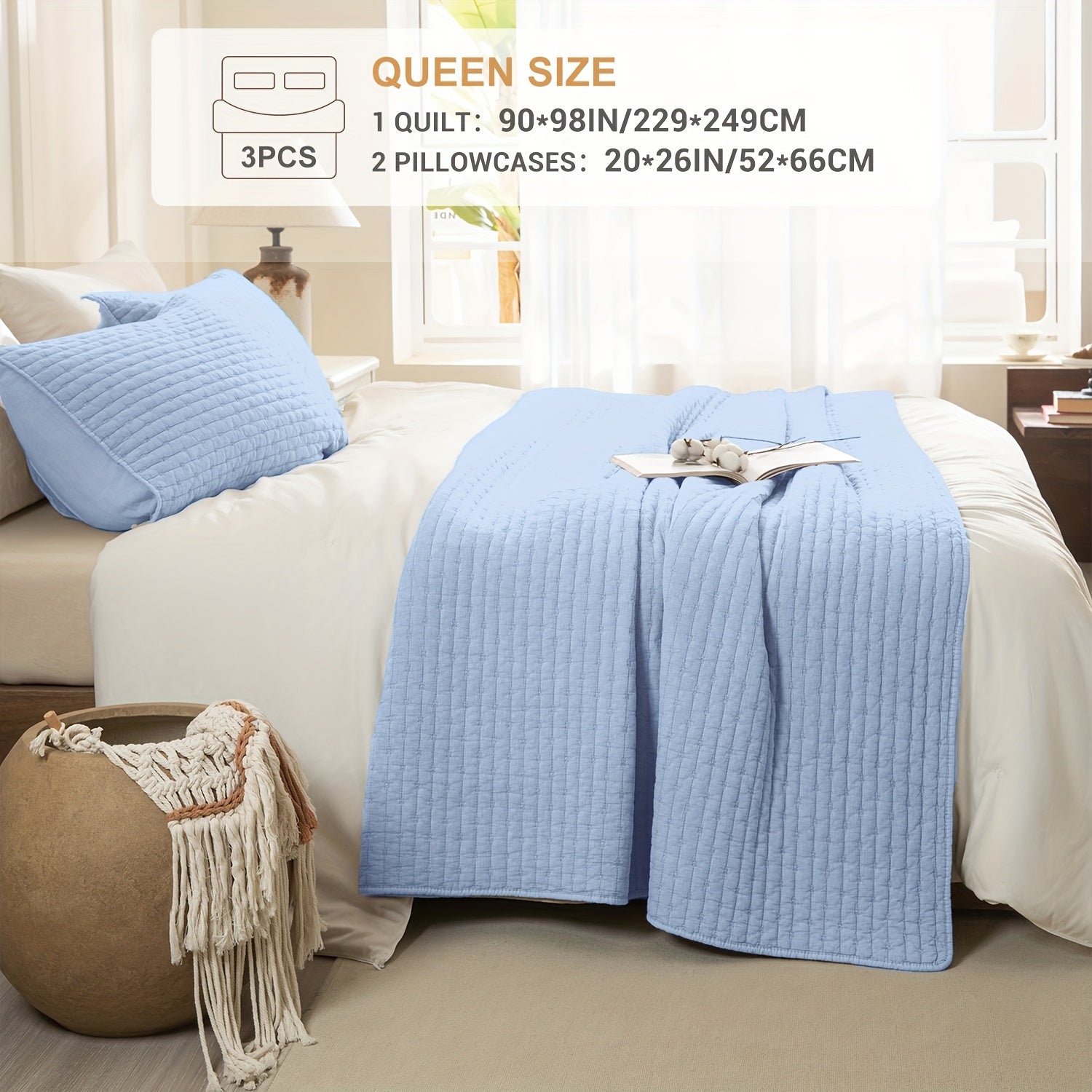 Stonewashed Cotton Coverlet, Olive Green Ultra Soft Crinkle Quilt Bedding Set 3pcs Cross Stitch Pattern Lightweight Breathable Bedspread Set for All Season