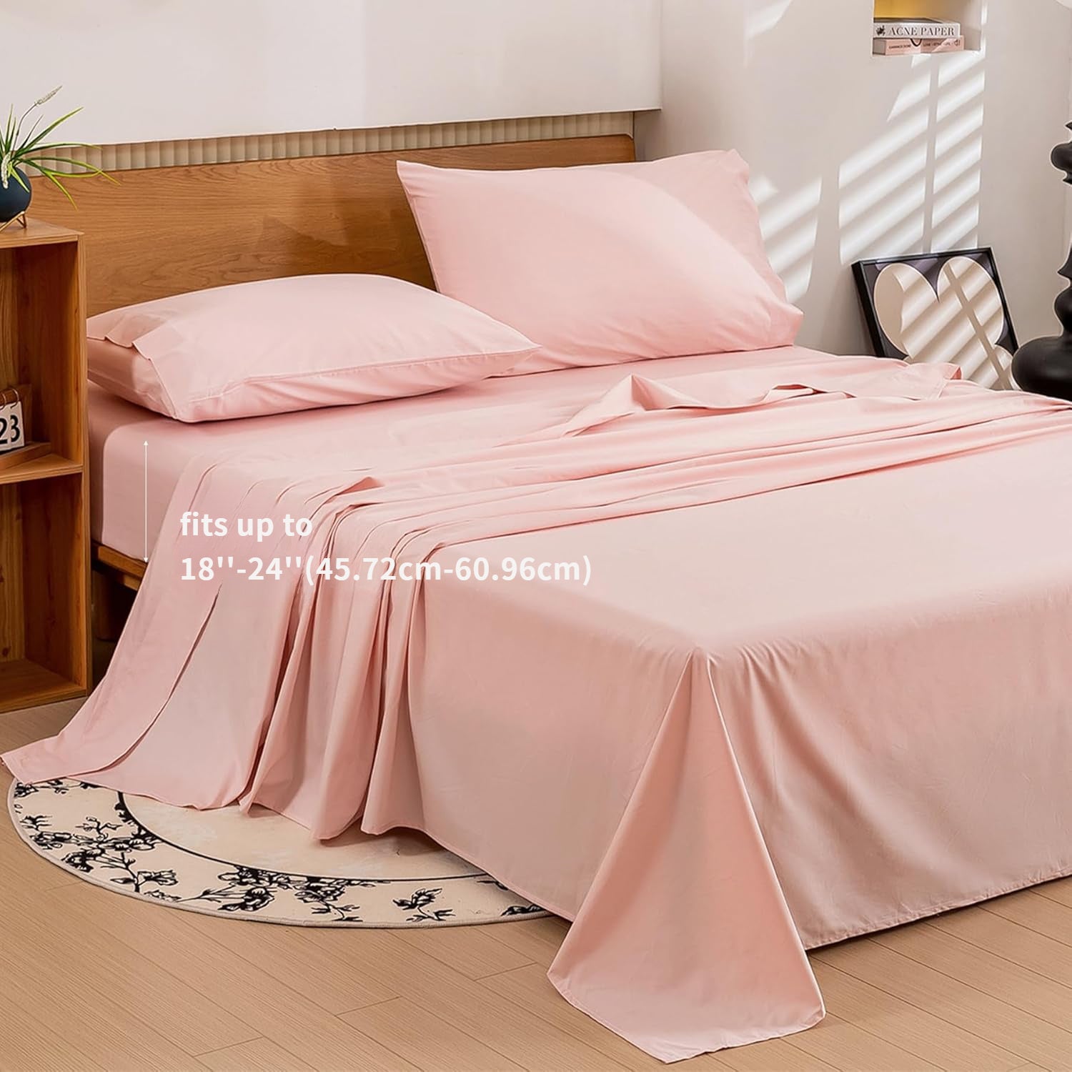 100% Egyptian Cotton Sheets Full\u002FQueen\u002FKing\u002FCal King Size Set; Extra Deep Pocket Full Sheets Set Soft Breathable Cooling 4pcs Bed Sheets with 1 Flat Sheet, 1 Fitted Sheet, 2 Pillowcases (Full, White)