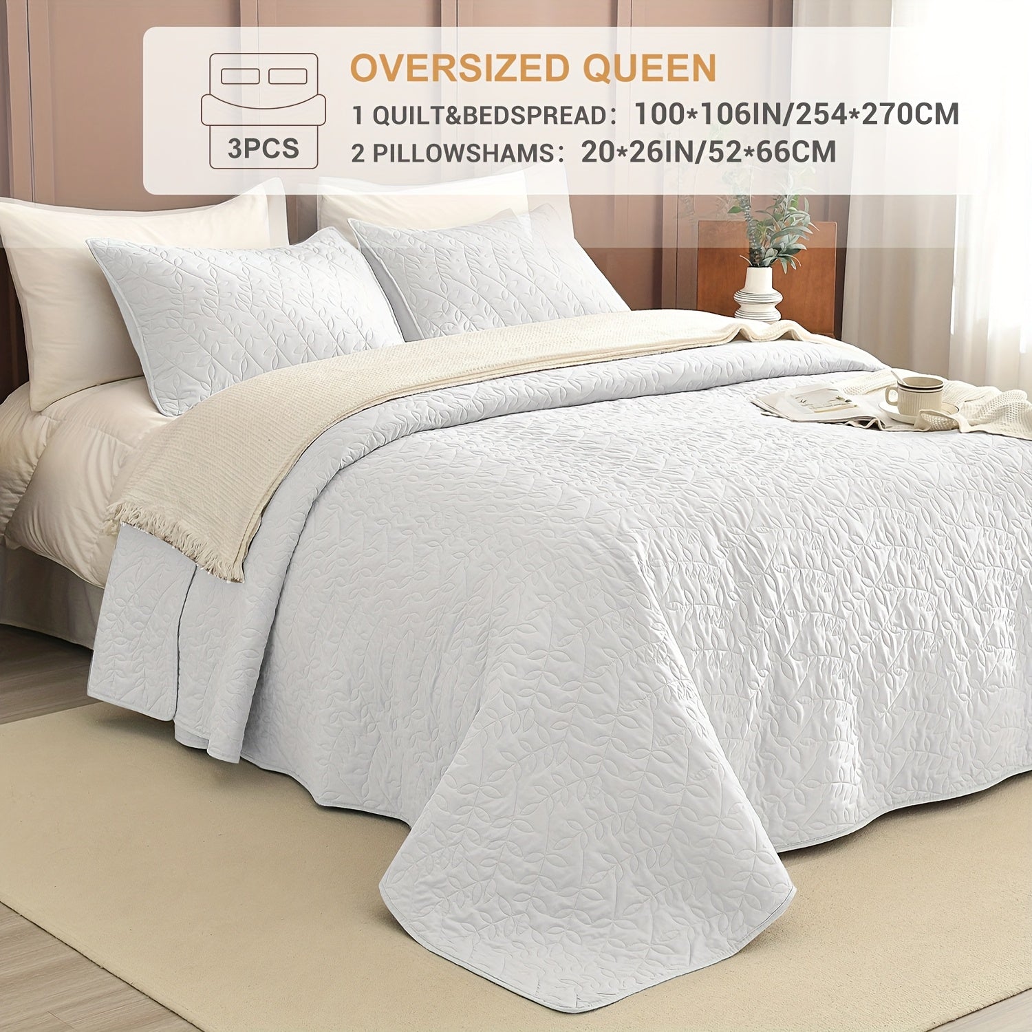 Lightweight Soft Extra Large Thin Quilt Set 3pcs, Minimalist Aesthetic Style, Ultra-Soft Comfortable Lightweight Bedding for All Seasons