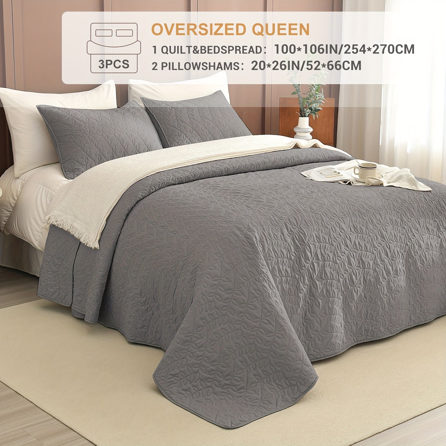 Lightweight Soft Extra Large Thin Quilt Set 3pcs, Minimalist Aesthetic Style, Ultra-Soft Comfortable Lightweight Bedding for All Seasons