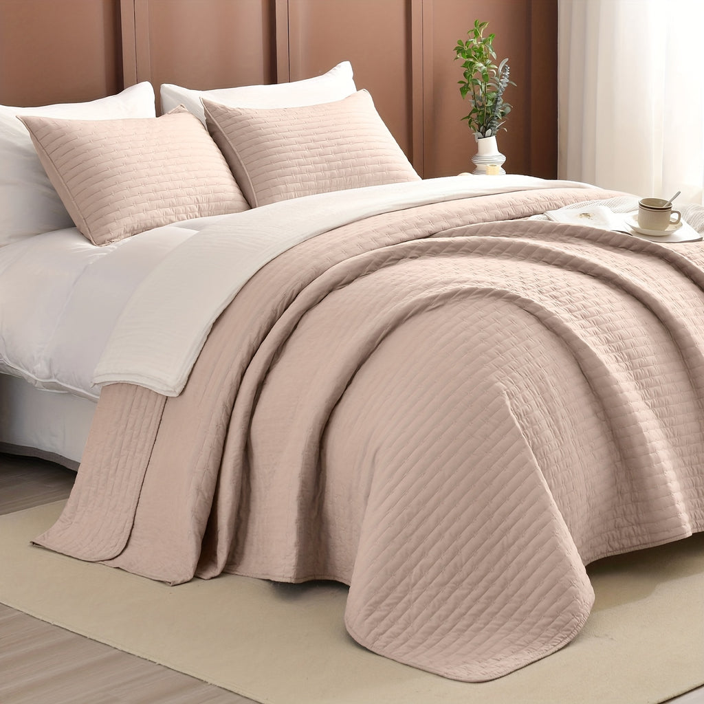 Lightweight Soft Extra Large Thin Quilt Set 3pcs, Minimalist Aesthetic Style, Ultra-Soft Comfortable Lightweight Bedding for All Seasons