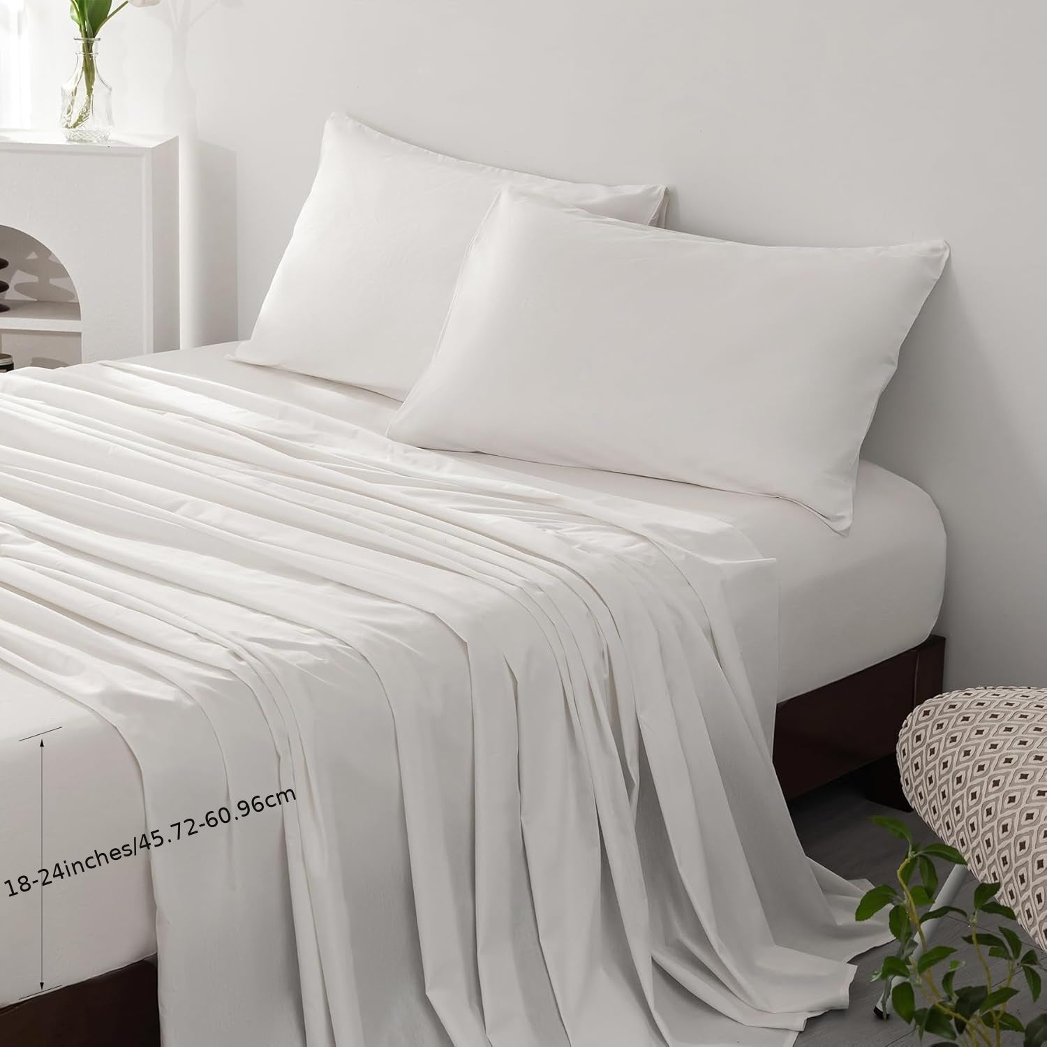 100% Egyptian Cotton Sheets Full\u002FQueen\u002FKing\u002FCal King Size Set; Extra Deep Pocket Full Sheets Set Soft Breathable Cooling 4pcs Bed Sheets with 1 Flat Sheet, 1 Fitted Sheet, 2 Pillowcases (Full, White)