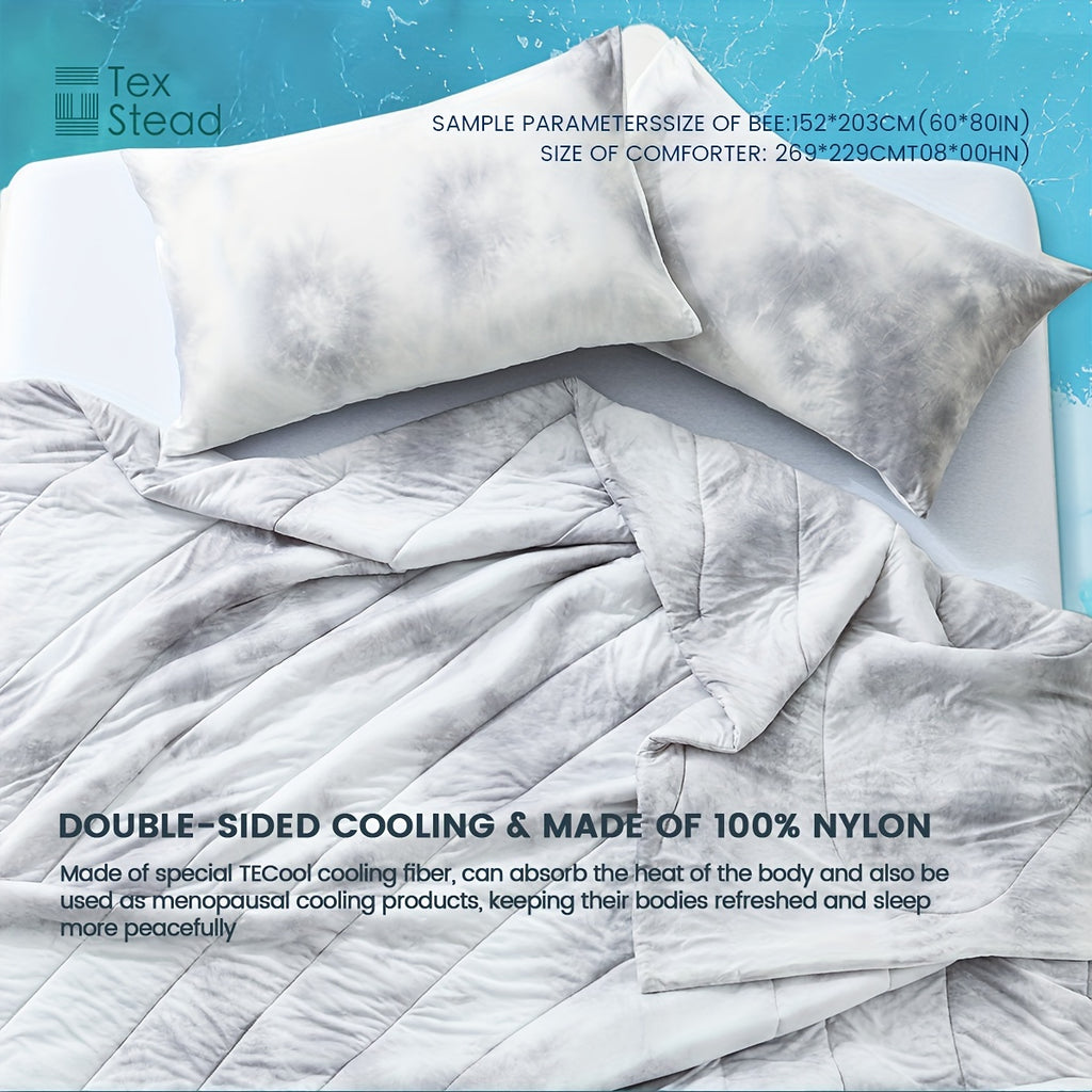 2\u002F3 Pcs Summer High Cool Feeling Value Tie-Dye Wave Quilted Cool Feeling Summer Quilt (1*Cool Feeling Summer Quilt + 1\u002F2 Pillowcase)