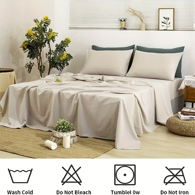 Natural Linen 100% Linen Sheets, 4pcs Linen Sheets Set, Soft Durable Deep Pocket Fitted Sheet & Flat Sheet & 2 Pillowcases (Queen Size\u002F King Size\u002F California King Size)