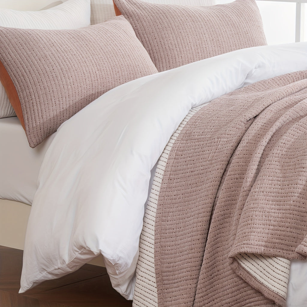 EVERGRACE Quilt Set Queen King Size 3pcs, Ultra Soft Pick Stitch Matelasse Coverlet Oversized Bedspread, Lightweight Quilted Bedding Set For All Season, With 2 Matching Shams