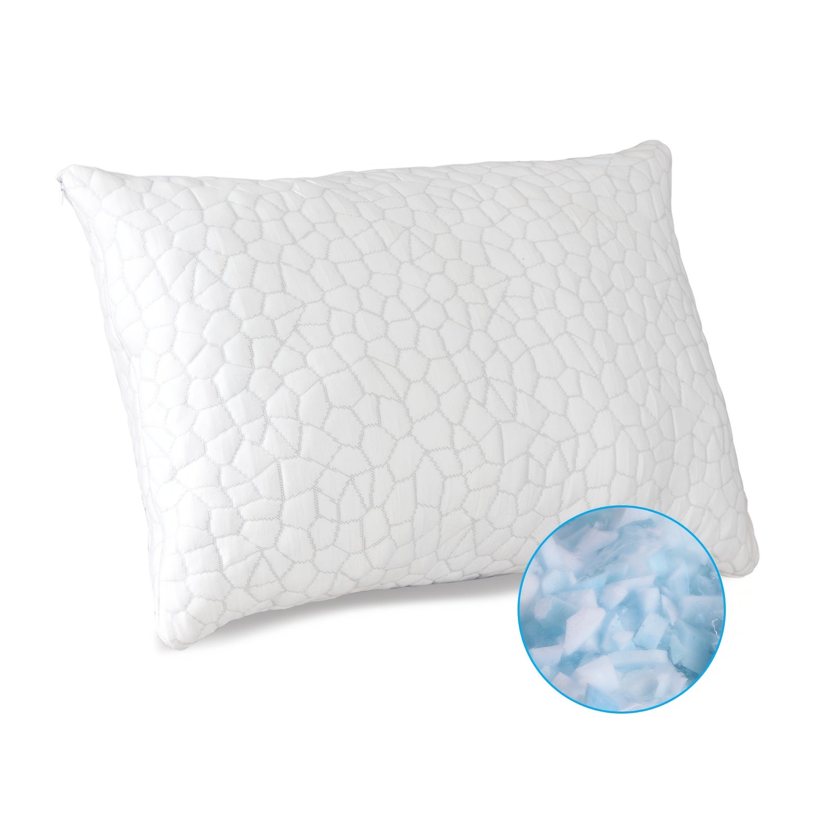 Cooling Pillow Queen Size, Shredded Cool Pillow for Hot Sleepers, Adjustable Firm Soft Support Bed Pillows Perfect for Back Neck And Side Sleeping with Pillow Case Cover, White